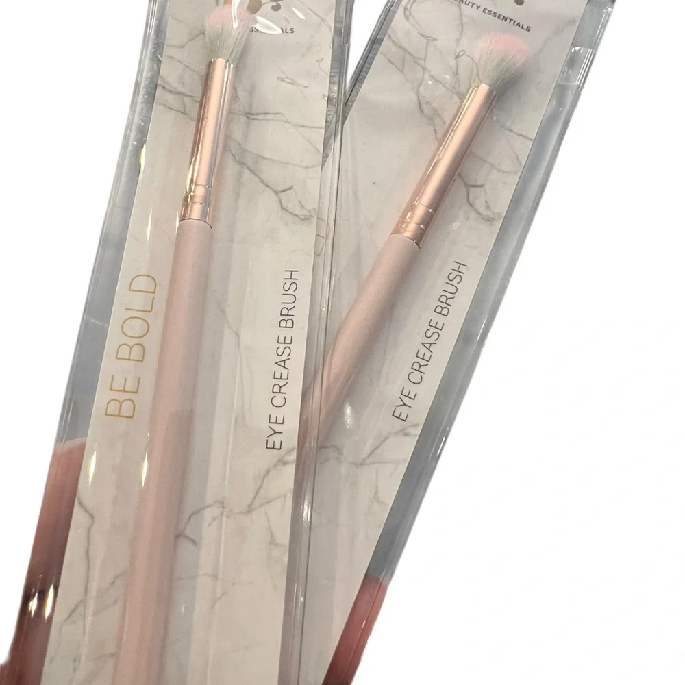 Beauty Essentials Makeup Brush 2 Pc Eye Crease Eyeshadow Pink‎ Handle NEW